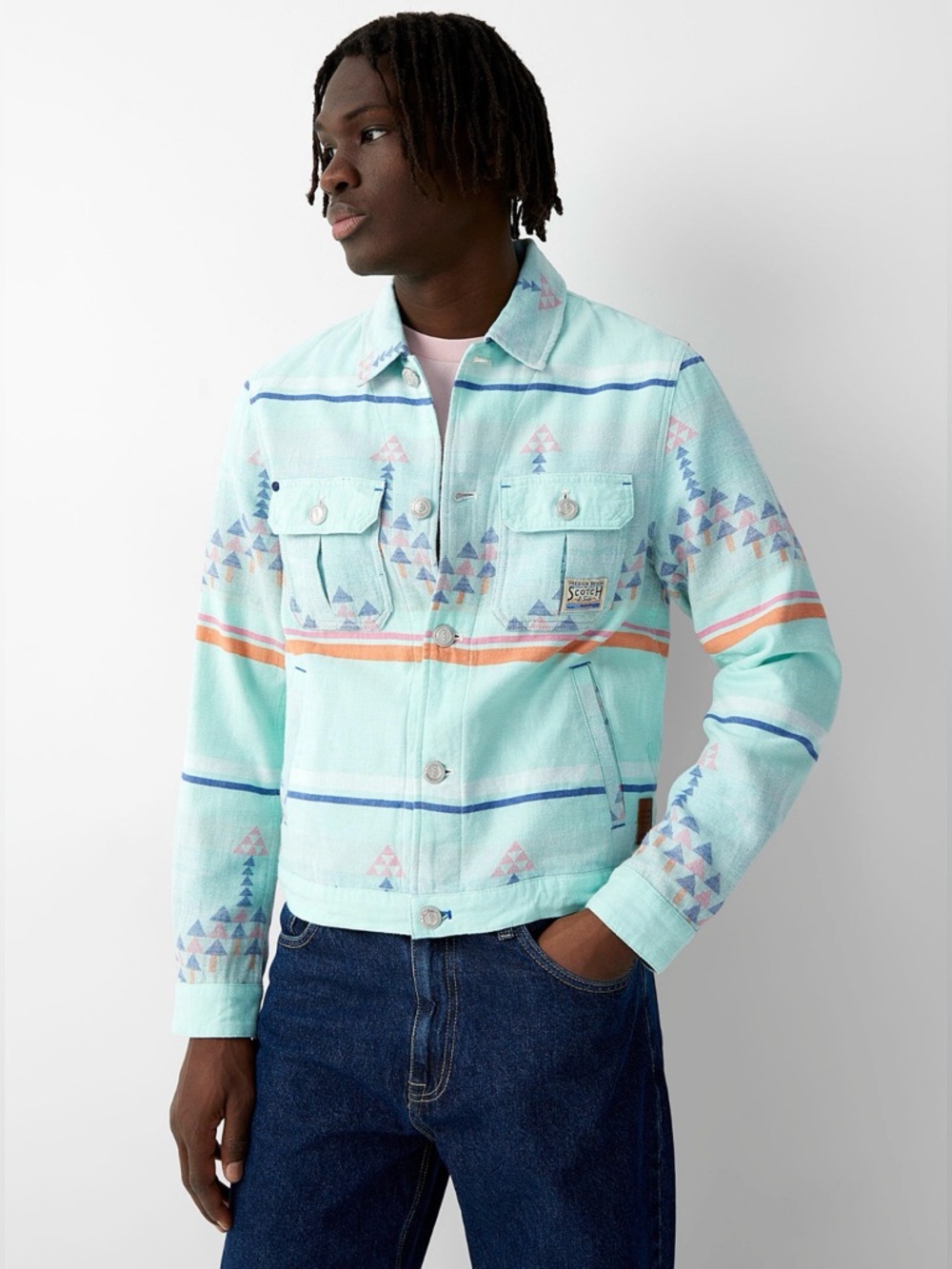 Scotch & Soda Denim inspired premium ikat jacquard overshirt